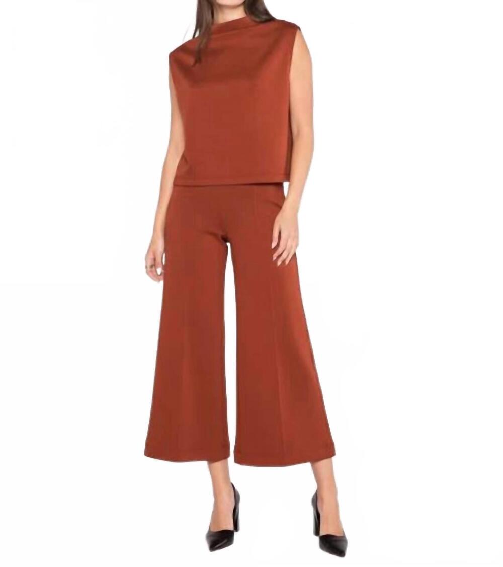 NEW RIPLEY RADER scuba cropped wide leg pants in rust